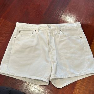 Agolde White Denim Shorts